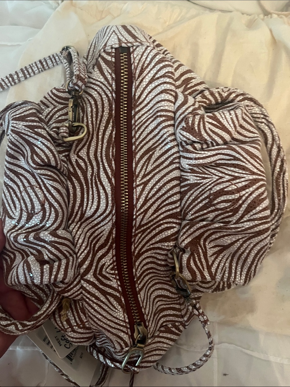 HOBO Brown and White Zebra-Print Hobo Tote - Picture 7 of 16